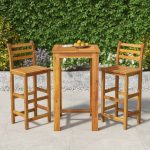 3 Piece Garden Bar Set Solid Wood  Acacia