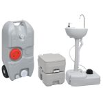 Portable Camping Toilet and Handwash Stand Set with Water Tank