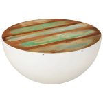 Bowl-shaped Coffee Table White Ø50×24 cm Solid Wood Reclaimed