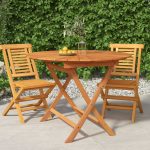 Folding Garden Table Ø 85×75 cm Solid Wood Teak