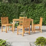 5 Piece Garden Dining Set Solid Wood Teak