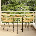 3 Piece Garden Dining Set Poly Rattan