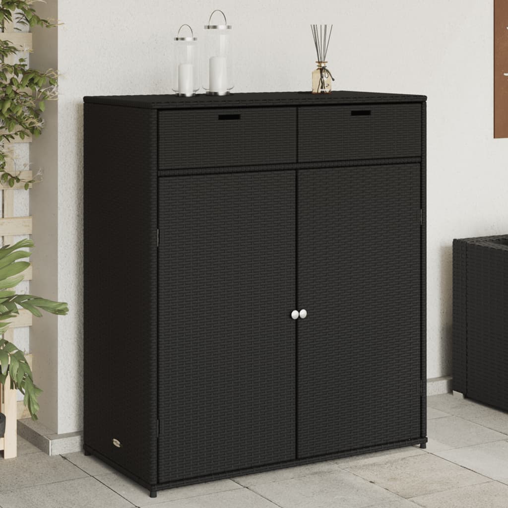 Garden Storage Cabinet Black 105x55x113 cm Poly Rattan